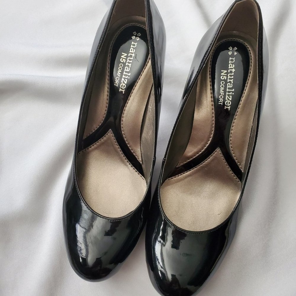 Naturalizer N5 Comfort Black Patent 3-inch Heels